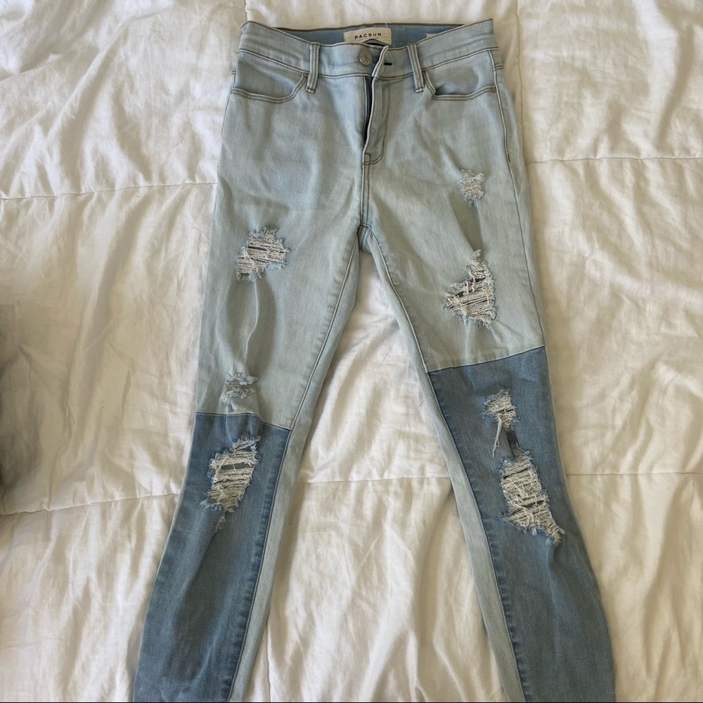 Patchwork skinny jeans